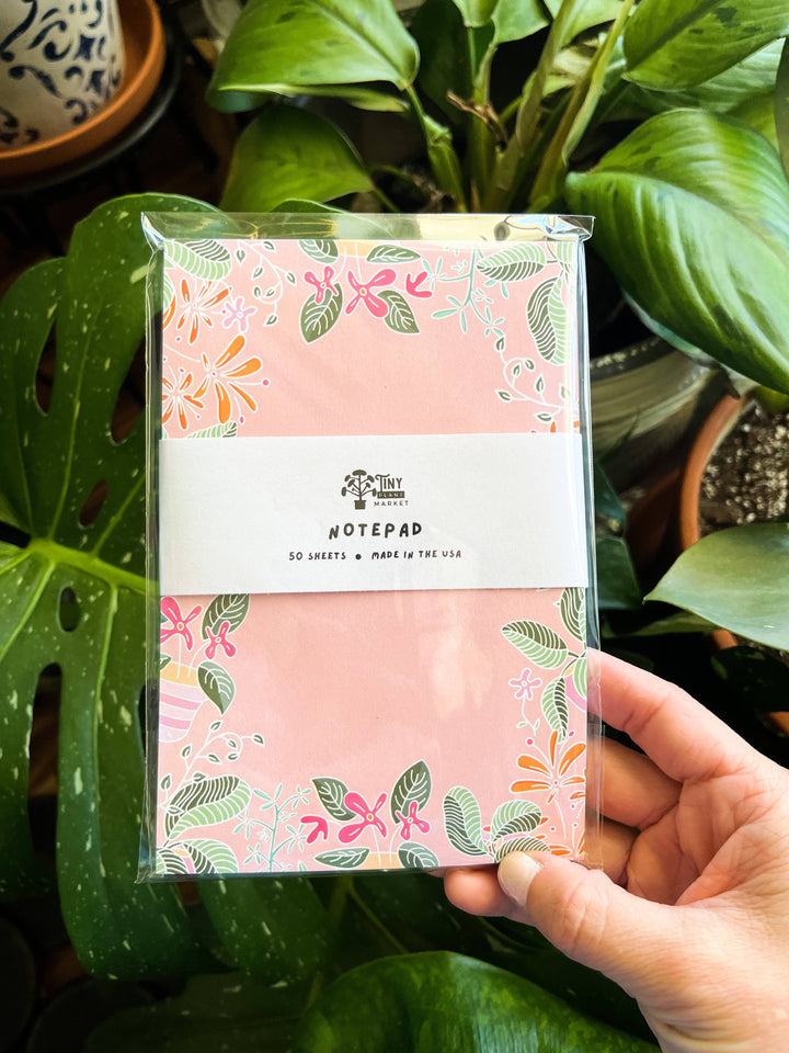 Pink Floral Plant Notepad