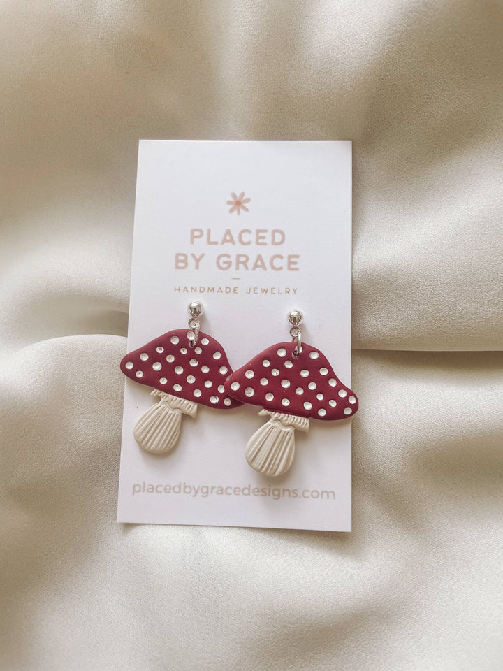 Red Mushroom Dangle Earrings