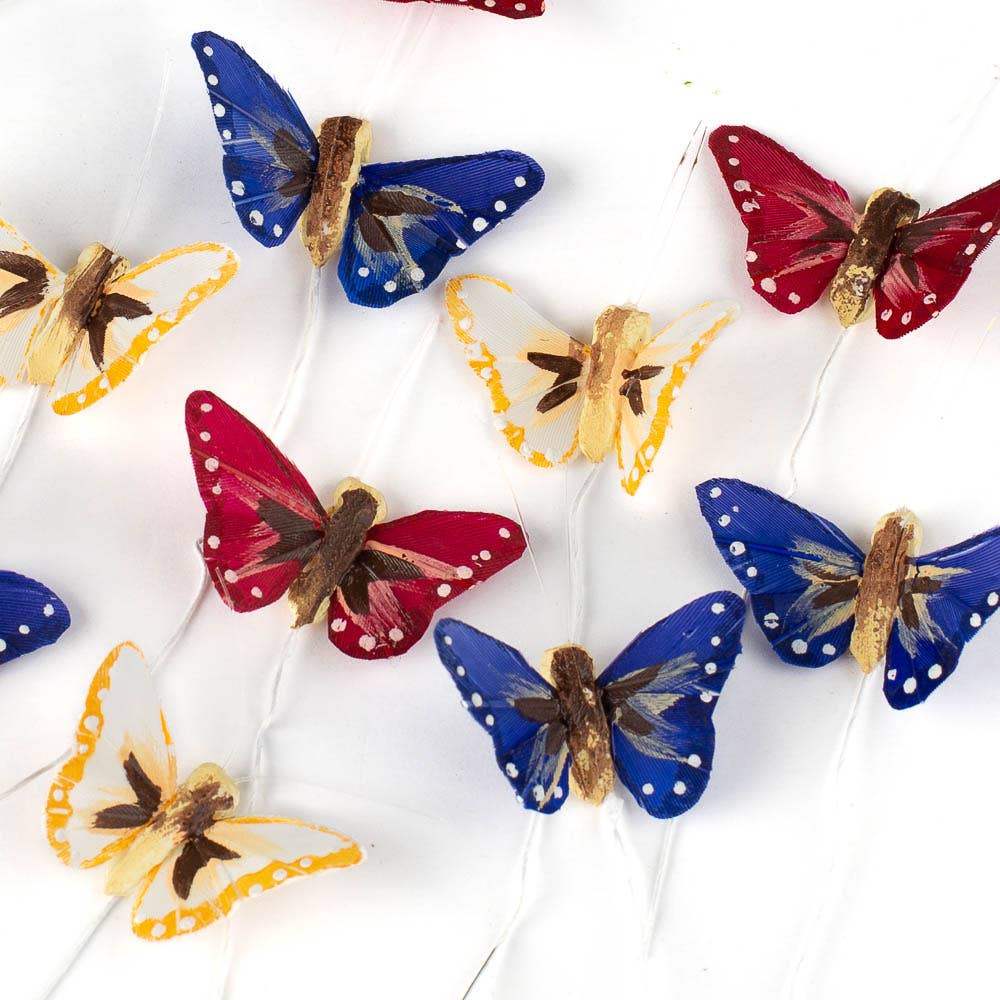 Factory Direct Craft - Assorted Jewel Tone Feather Butterflies (Pack of 12)
