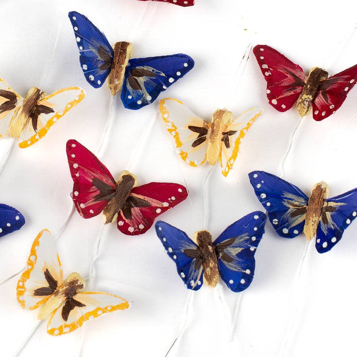 Factory Direct Craft - Assorted Jewel Tone Feather Butterflies (Pack of 12)