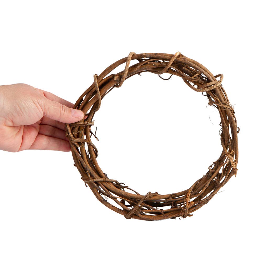Factory Direct Craft - 8-Inch Natural Grapevine Wreath - Rustic Vine Twig Decor