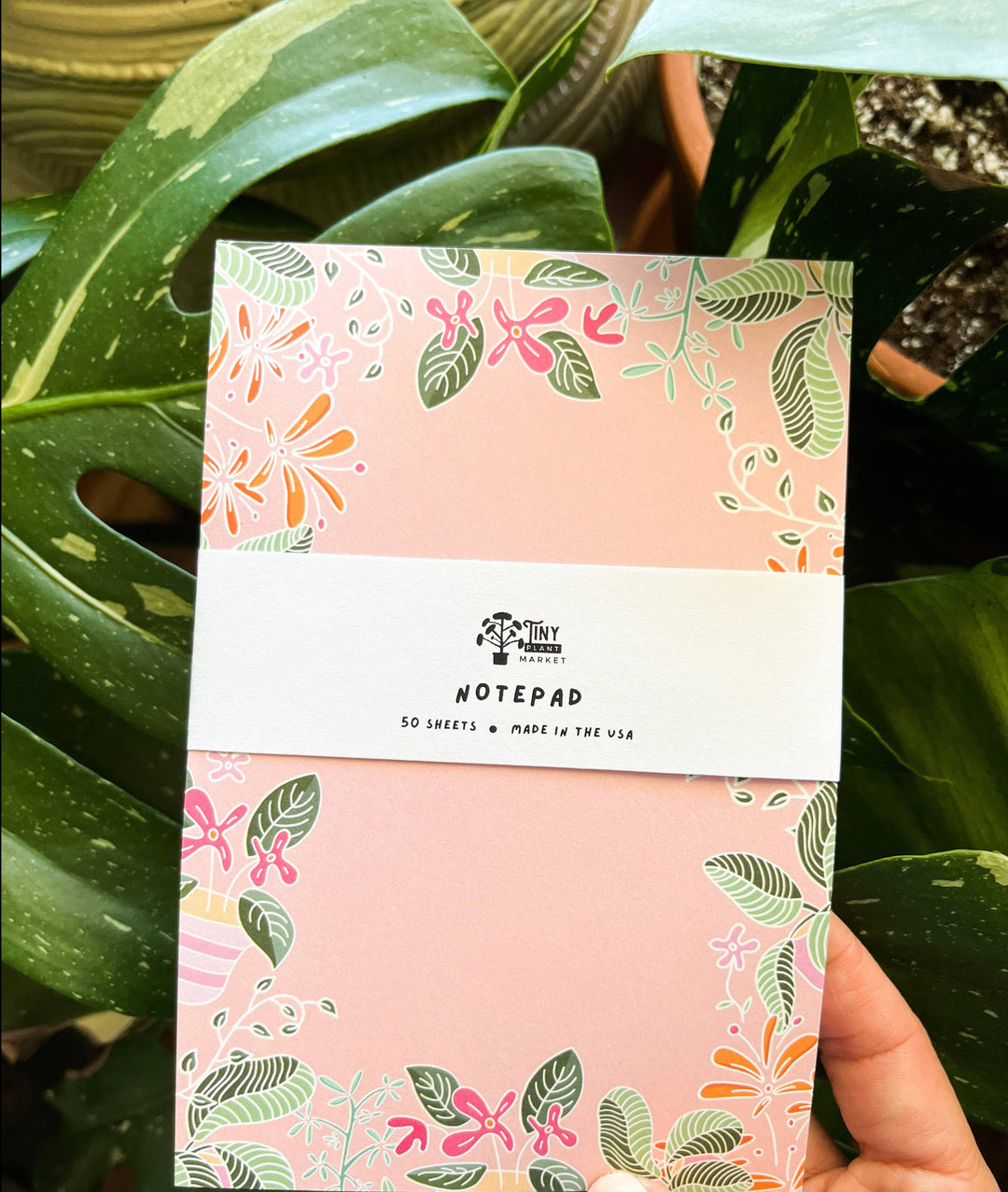 Pink Floral Plant Notepad